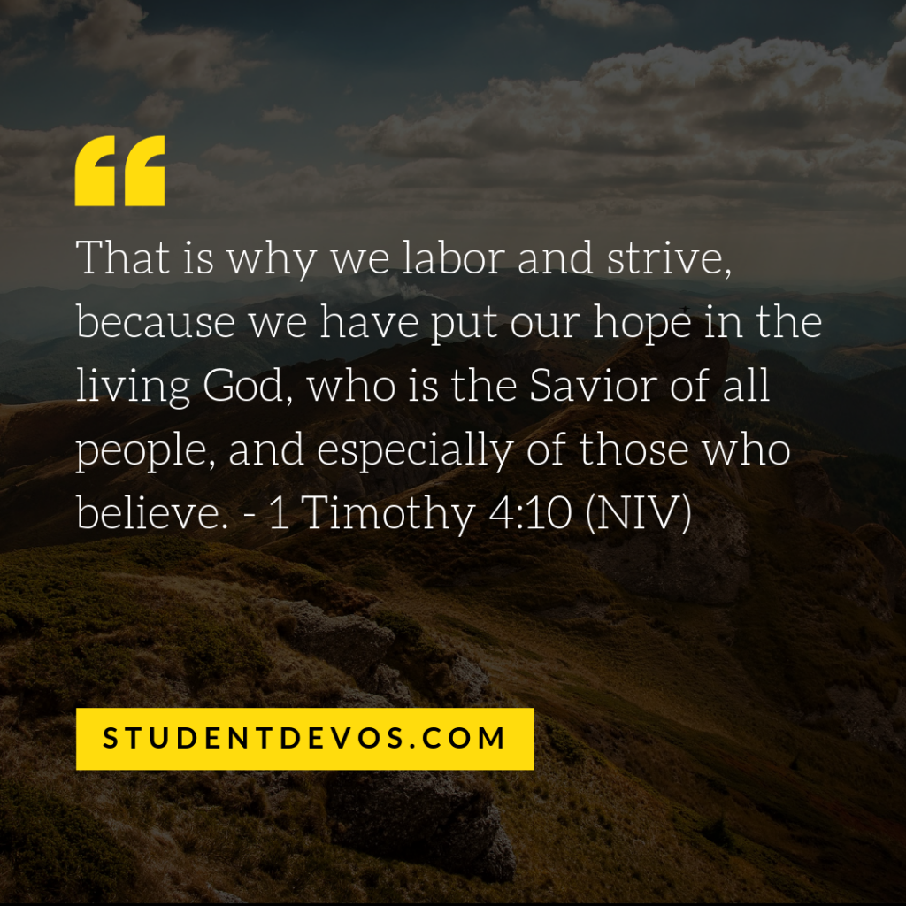 Daily Bible Verse and Devotion 1 Timothy 410 Student