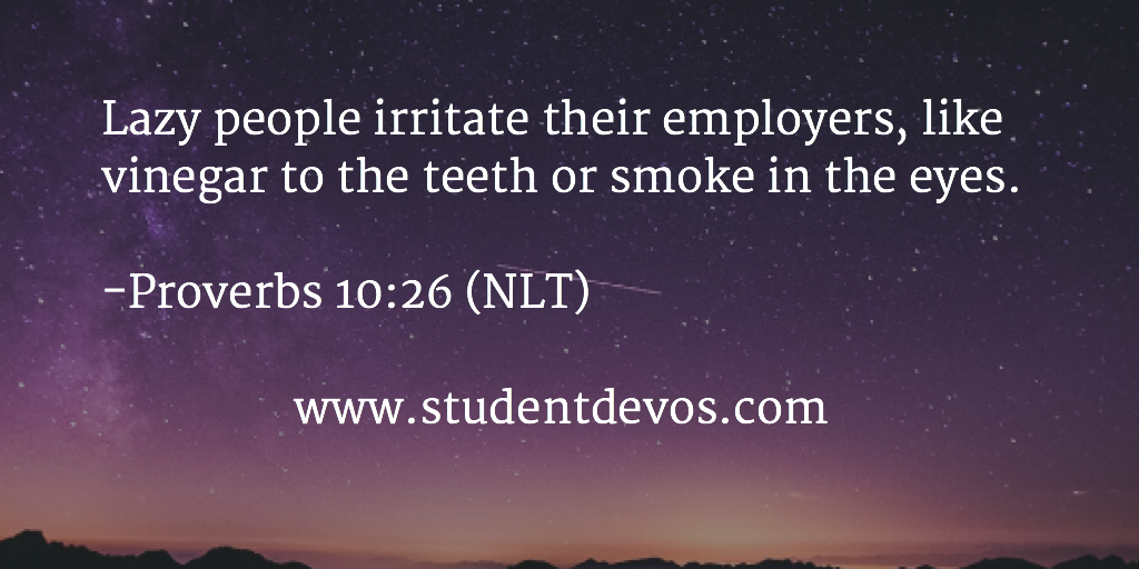 Daily Bible Verse and Devotional on not being lazy employee