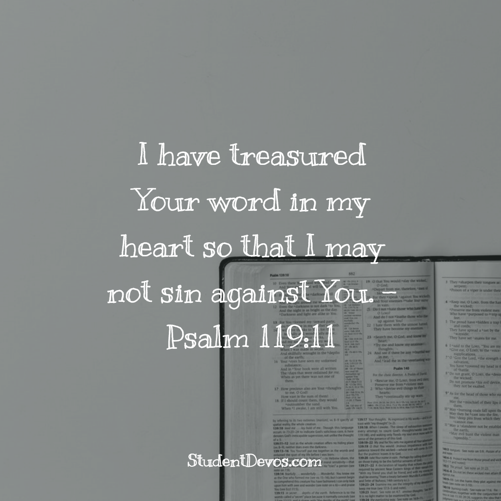 Daily BIble Verse and Devotion - Psalm 119:11 | Student Devos - Youth ...